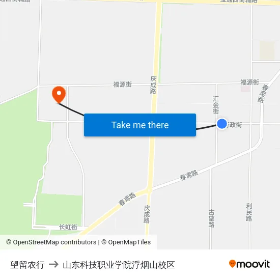 望留农行 to 山东科技职业学院浮烟山校区 map