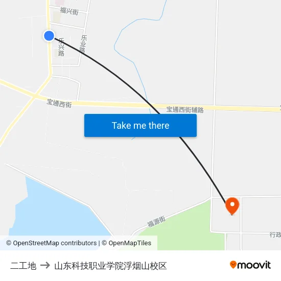 二工地 to 山东科技职业学院浮烟山校区 map