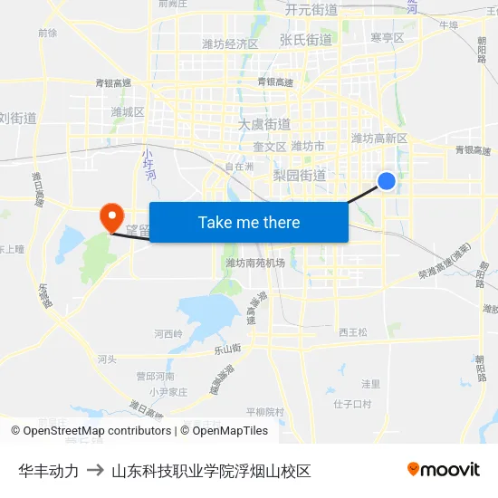 华丰动力 to 山东科技职业学院浮烟山校区 map