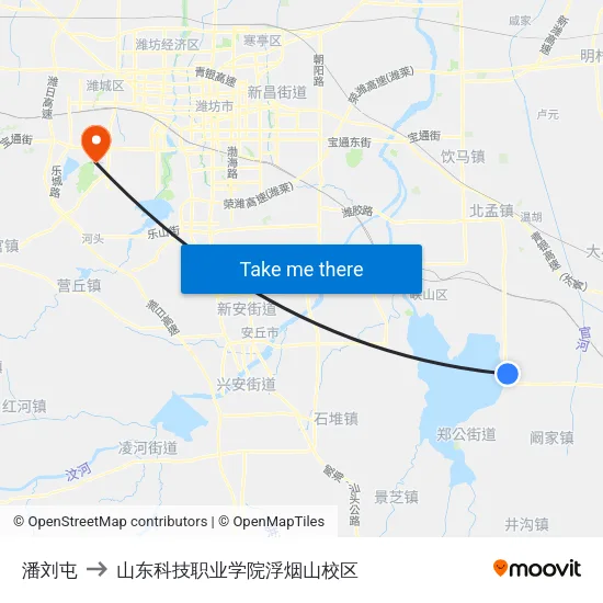 潘刘屯 to 山东科技职业学院浮烟山校区 map