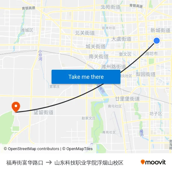 福寿街富华路口 to 山东科技职业学院浮烟山校区 map