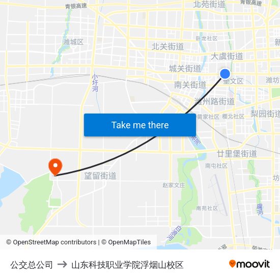 公交总公司 to 山东科技职业学院浮烟山校区 map