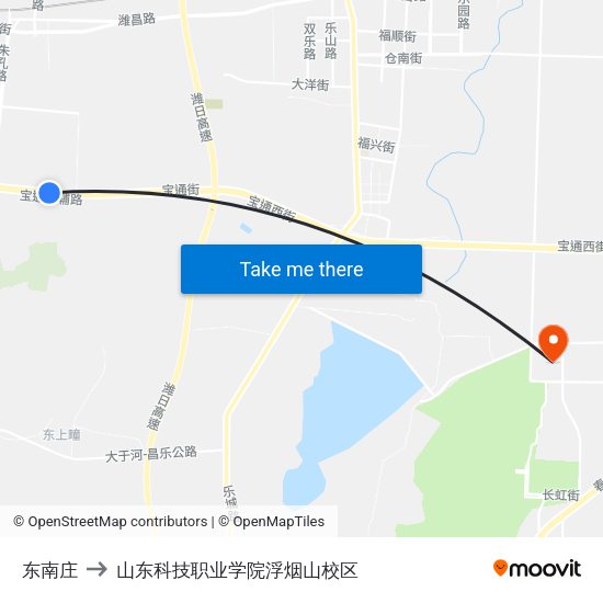 东南庄 to 山东科技职业学院浮烟山校区 map