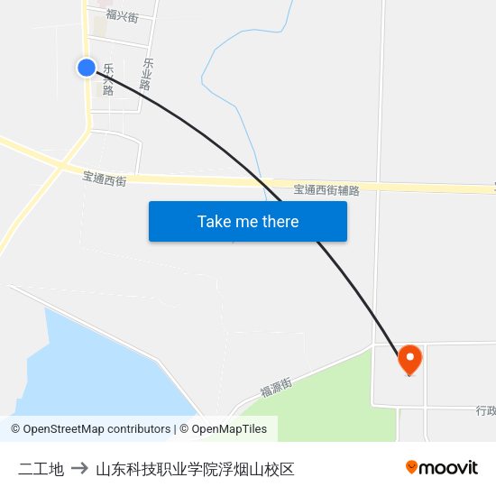 二工地 to 山东科技职业学院浮烟山校区 map