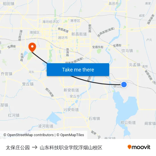 太保庄公园 to 山东科技职业学院浮烟山校区 map