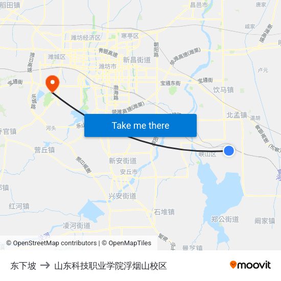 东下坡 to 山东科技职业学院浮烟山校区 map