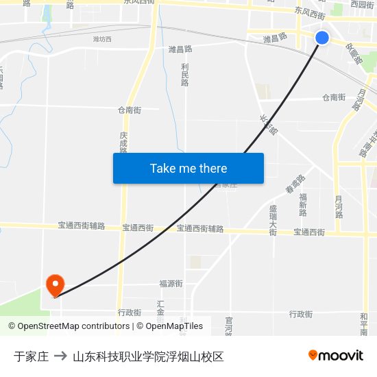 于家庄 to 山东科技职业学院浮烟山校区 map