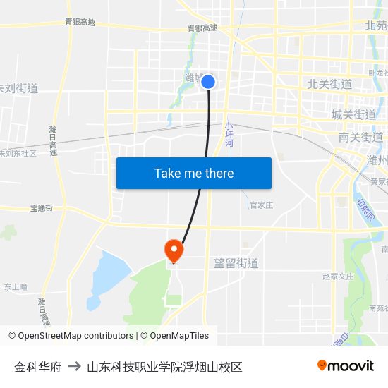 金科华府 to 山东科技职业学院浮烟山校区 map