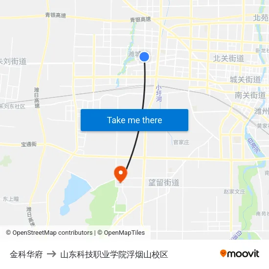 金科华府 to 山东科技职业学院浮烟山校区 map