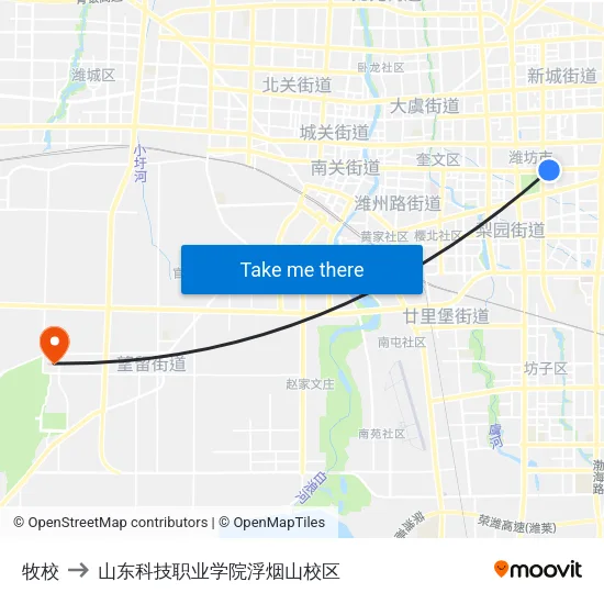 牧校 to 山东科技职业学院浮烟山校区 map