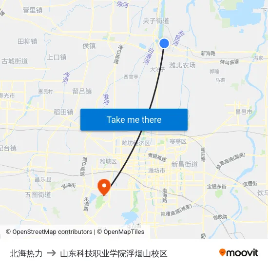 北海热力 to 山东科技职业学院浮烟山校区 map