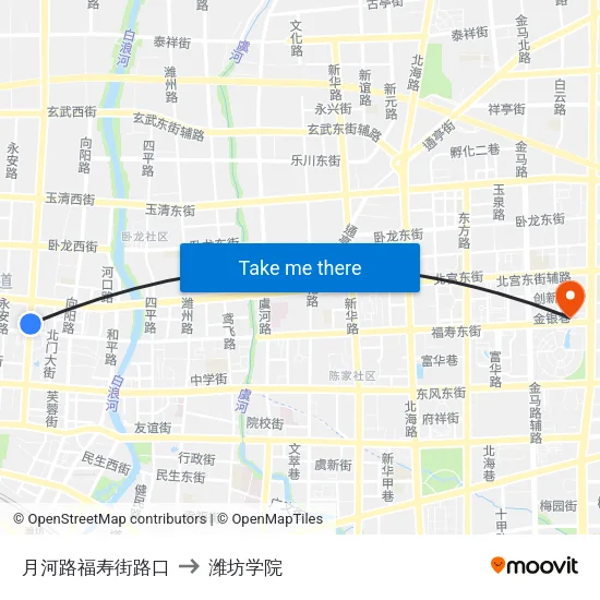月河路福寿街路口 to 潍坊学院 map