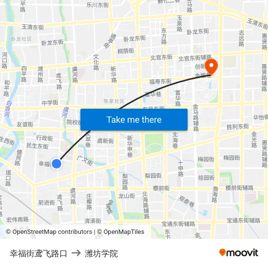 幸福街鸢飞路口 to 潍坊学院 map