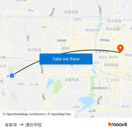 崔家埠 to 潍坊学院 map