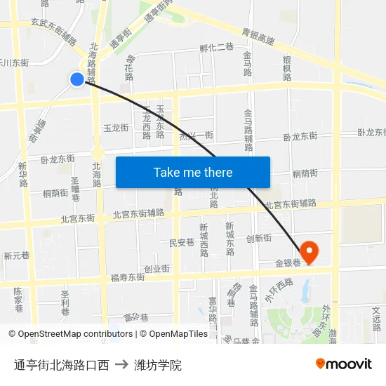 通亭街北海路口西 to 潍坊学院 map