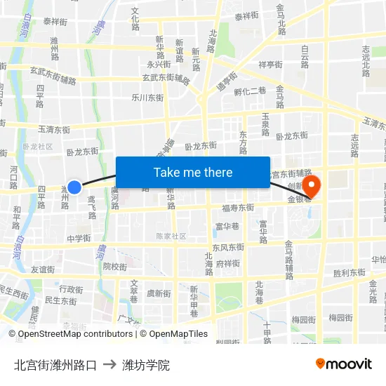 北宫街潍州路口 to 潍坊学院 map