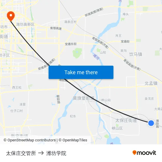 太保庄交管所 to 潍坊学院 map