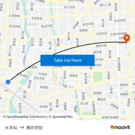 火车站 to 潍坊学院 map
