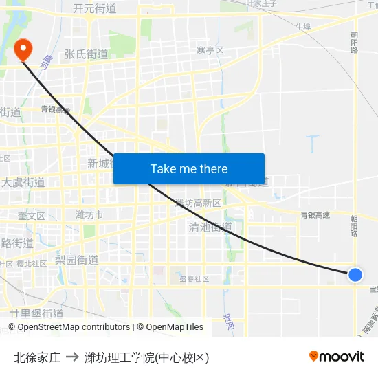 北徐家庄 to 潍坊理工学院(中心校区) map