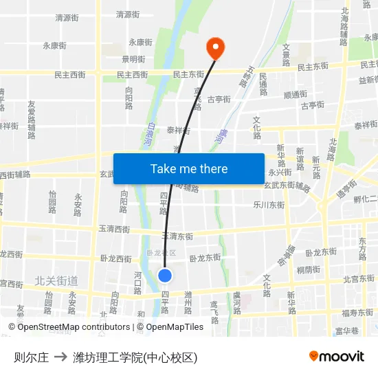 则尔庄 to 潍坊理工学院(中心校区) map