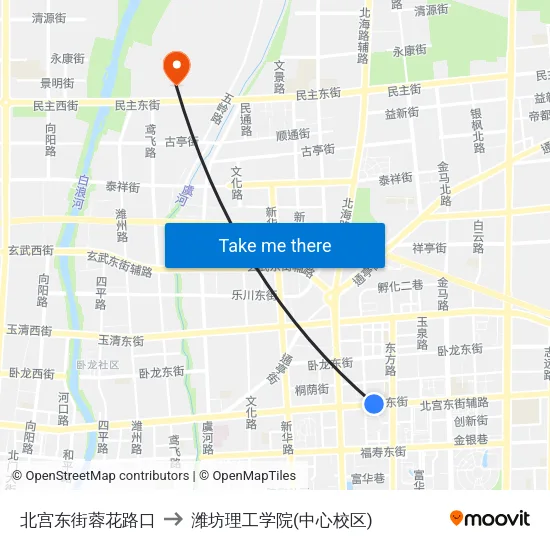 北宫东街蓉花路口 to 潍坊理工学院(中心校区) map