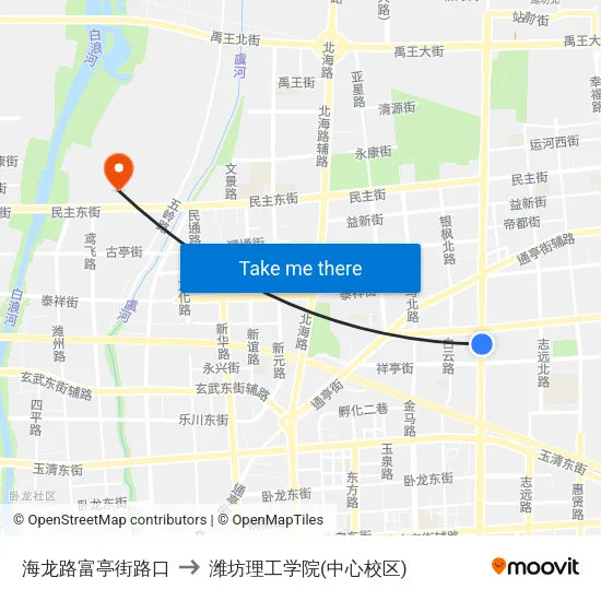 海龙路富亭街路口 to 潍坊理工学院(中心校区) map