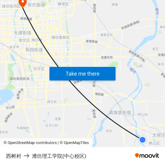 西树村 to 潍坊理工学院(中心校区) map