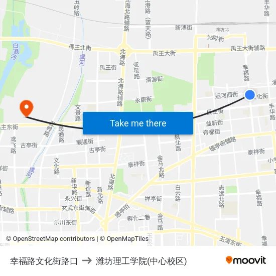 幸福路文化街路口 to 潍坊理工学院(中心校区) map