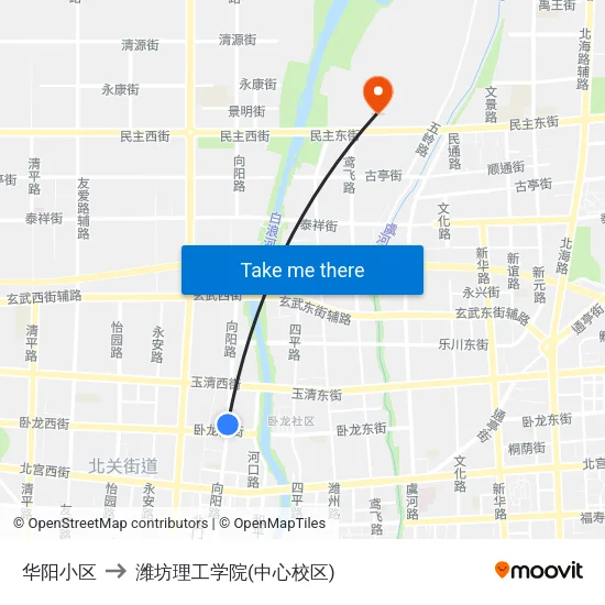 华阳小区 to 潍坊理工学院(中心校区) map