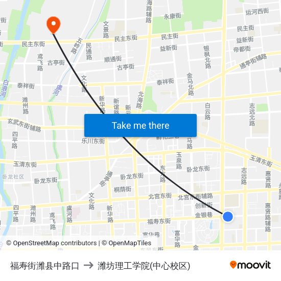 福寿街潍县中路口 to 潍坊理工学院(中心校区) map