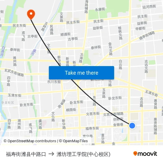 福寿街潍县中路口 to 潍坊理工学院(中心校区) map