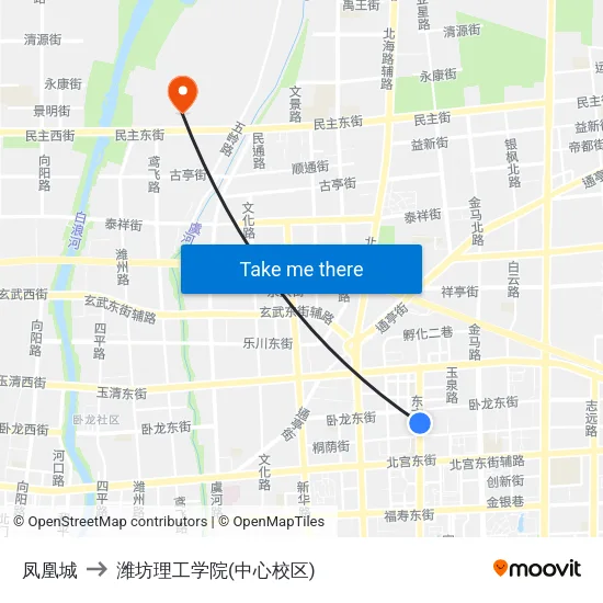 凤凰城 to 潍坊理工学院(中心校区) map