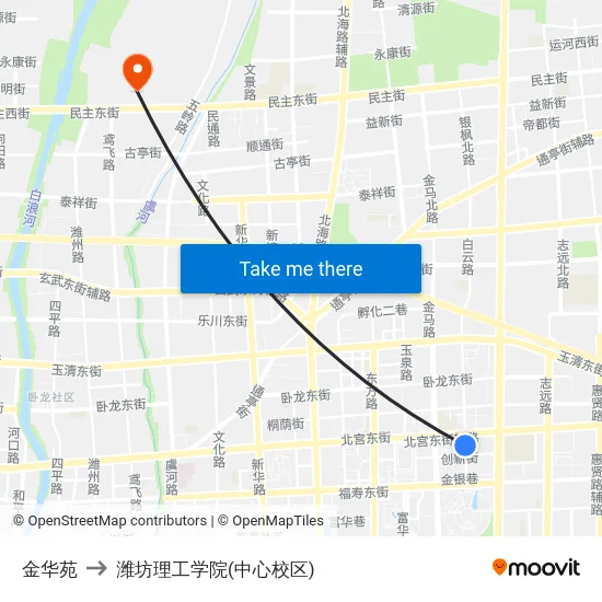 金华苑 to 潍坊理工学院(中心校区) map