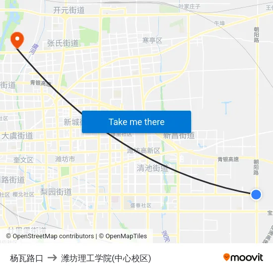 杨瓦路口 to 潍坊理工学院(中心校区) map