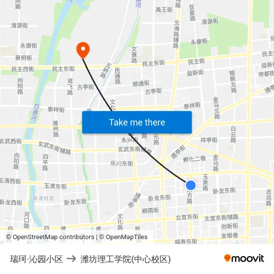 瑞珂·沁园小区 to 潍坊理工学院(中心校区) map