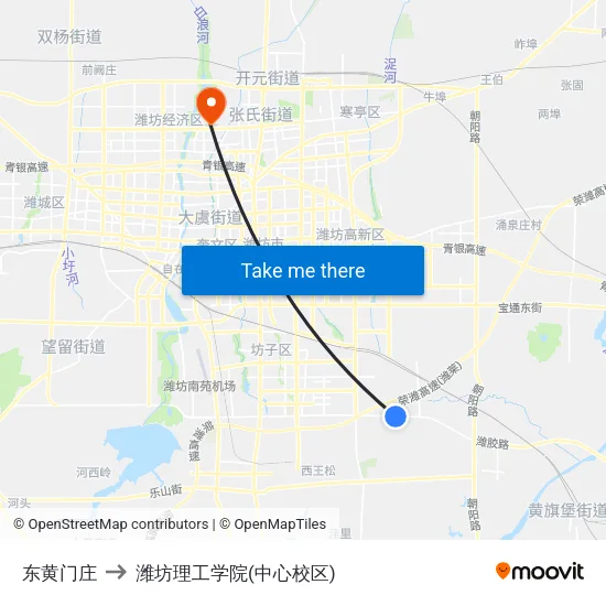 东黄门庄 to 潍坊理工学院(中心校区) map