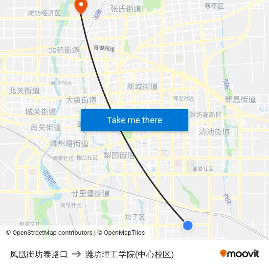 凤凰街坊泰路口 to 潍坊理工学院(中心校区) map