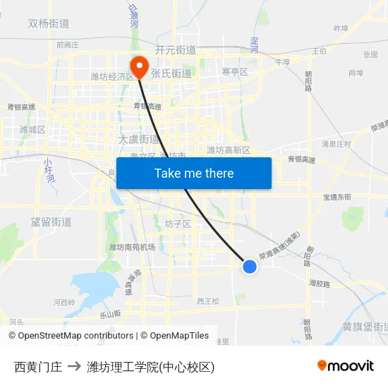 西黄门庄 to 潍坊理工学院(中心校区) map