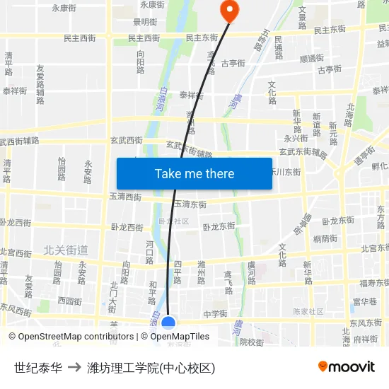 世纪泰华 to 潍坊理工学院(中心校区) map