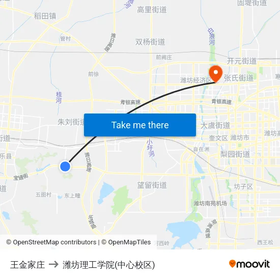 王金家庄 to 潍坊理工学院(中心校区) map