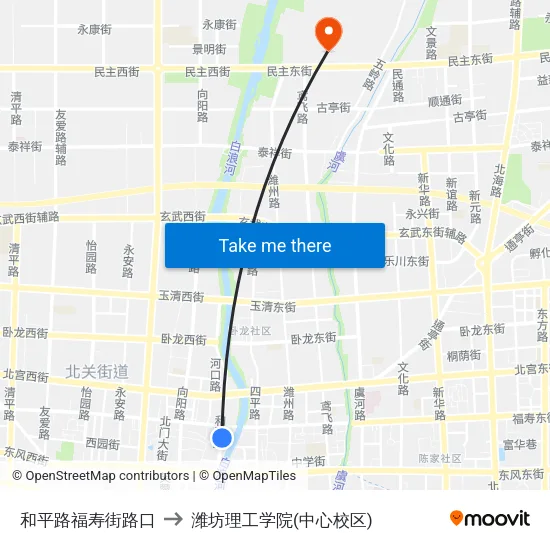 和平路福寿街路口 to 潍坊理工学院(中心校区) map