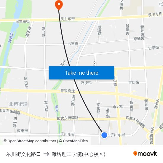 乐川街文化路口 to 潍坊理工学院(中心校区) map