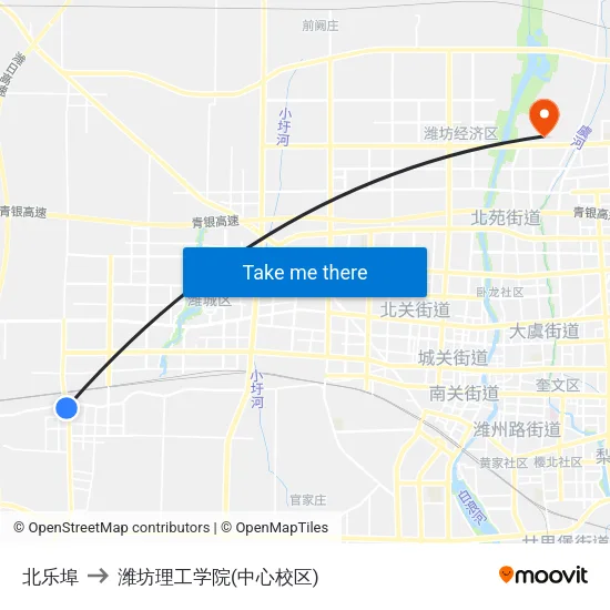 北乐埠 to 潍坊理工学院(中心校区) map