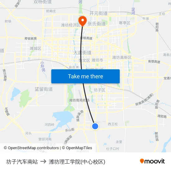 坊子汽车南站 to 潍坊理工学院(中心校区) map