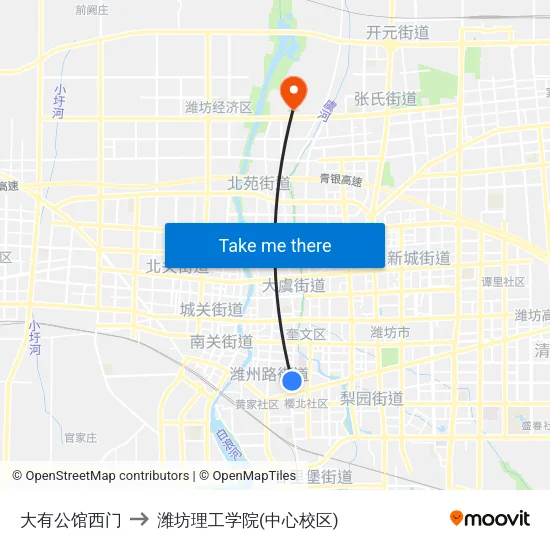大有公馆西门 to 潍坊理工学院(中心校区) map