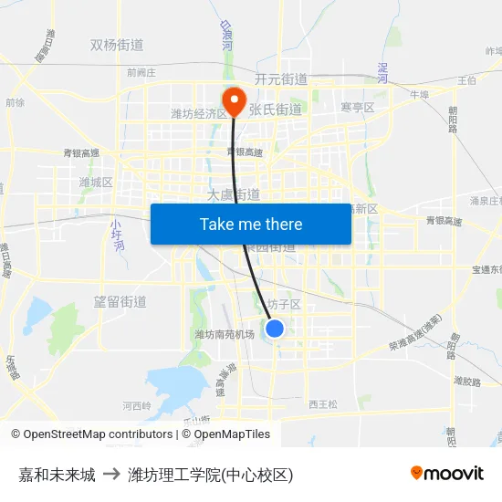 嘉和未来城 to 潍坊理工学院(中心校区) map