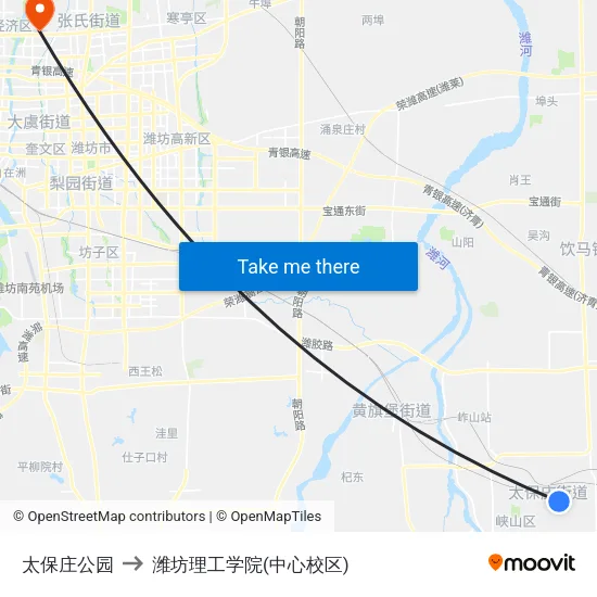 太保庄公园 to 潍坊理工学院(中心校区) map