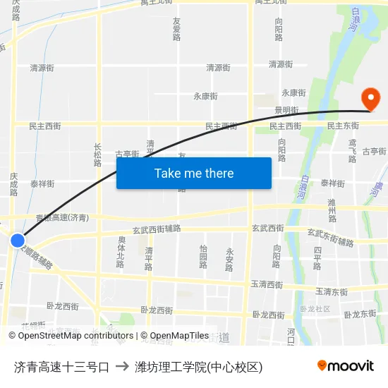 济青高速十三号口 to 潍坊理工学院(中心校区) map
