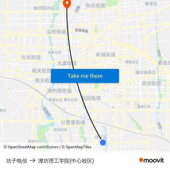 坊子电信 to 潍坊理工学院(中心校区) map