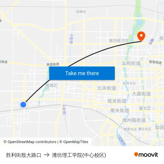 胜利街殷大路口 to 潍坊理工学院(中心校区) map